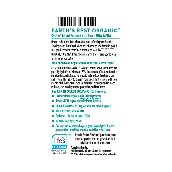 Earths-Best-Organic-Gentle-Infant-Powder-Formula-with-Iron-Easy-To-Digest-Proteins-21-oz Earth's Best Organic Baby Formula for Babies 0-12 Months, Powdered Milk-Based Gentle Formula with Iron and Easy to Digest Proteins, 21 oz Formula Container