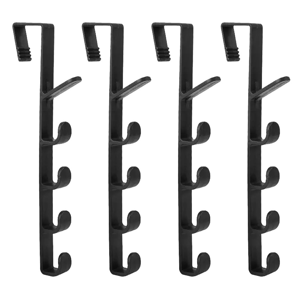 Yanwandefa Black 4 Pack Over The Door Hooks Vertical Over Door Hanger Over The Door Towel Rack For Coats Hats Bags Clothes Towels Plastic