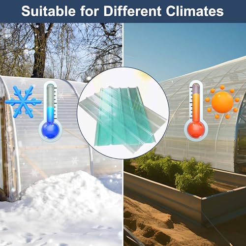 Pack de 5 Placas Transparentes de Policarbonato Ondulado de 3 ft de Ancho,Paneles Enchufables para Invernadero, Cobertizo, Pérgola y Cubierta de Coche