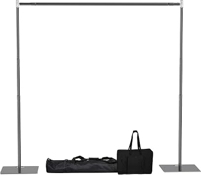 HAYOHRT Pipe and Drape Backdrop Stand Kit 8x10 ft Adjustable Photo Background Backdrop Stand Heavy Duty with Metal Base for Party Wedding Video Studio Birthday Background Banquet Decorations