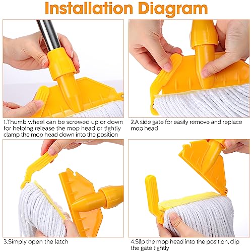 Image of Eccliy 6 Pack Commercial Mop Heads Replacement Heavy Duty 18 oz Loop End Cotton String Wet Mop Refills Washable Absorbent Reusable for Industrial Home Tile Wood Concrete Floor (White,Yellow)
