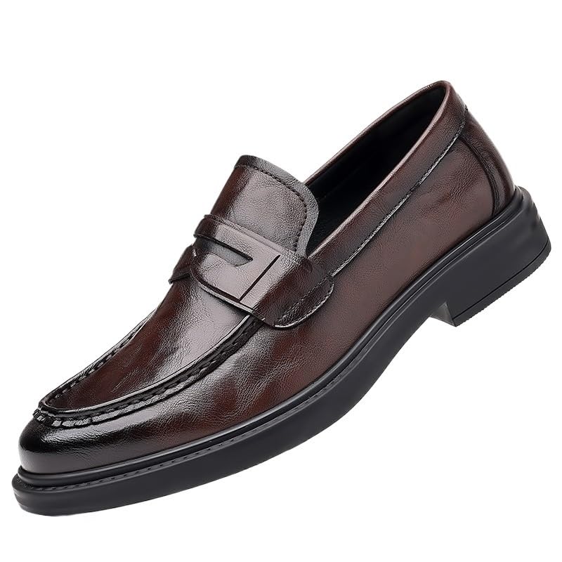 Dress Formal Shoes for Mens Evening Party Prom Rubber Sole Slip Shoe Calfskin Leather Pointed Toe Slip On - Main Image