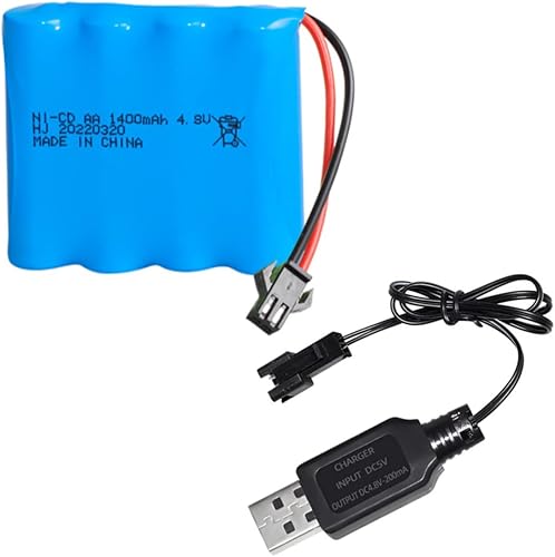 Batería recargable Ni-CD AA X 4 1400mAh (actualización de 500mAh) 4.8V SM-2P enchufe para RC Toy Electrodomésticos Equipo de iluminación con cable