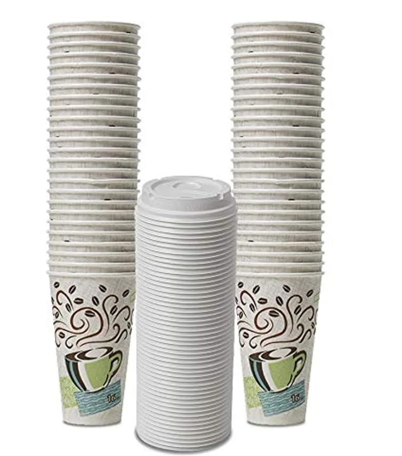 16oz 100 Paper Coffee Cup with Lids Insulating Cups