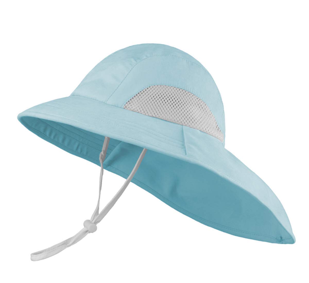 DINGDONG'S CLOSET Baby Kids Boy Girl Summer Flap Cover Bucket Hat Cotton Anti-UV Sun Hat (Sky Blue, 2-4T)