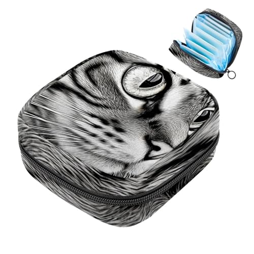 Sacchetto di immagazzinaggio del tovagliolo sanitario,Borsa mestruale,Sacchetto del cuscinetto,Occhi ritratto di gatto,Sacchetto mestruale