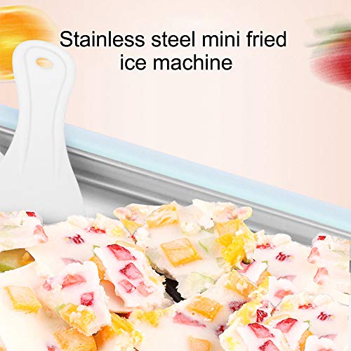 Ice Cream Pan, SEAAN Roll Ice Cream Maker Fried Yogurt Milk Machine DIY Homemade Frozen Yogurt Rectangle with 2 Spatulas, Blue