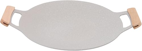 TOPINCN Nonstick Grill Pan Baking Pan Korean Korean Style Card Cooker Plate Barbecue Plate Outdoor Induction Cooker Beech Handle Aluminum Alloy