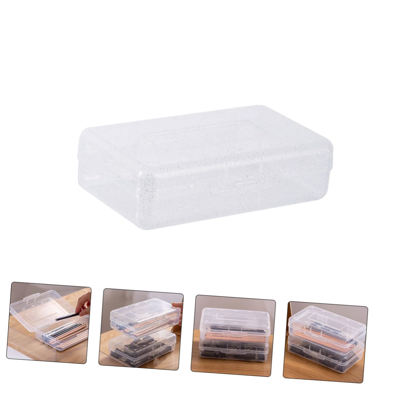 Set 6 Pezzi Scatole Trasparenti in Pp, Astuccio Porta Penne Empilabile, Organizer Semplice e Delicato per Scuola e Ufficio