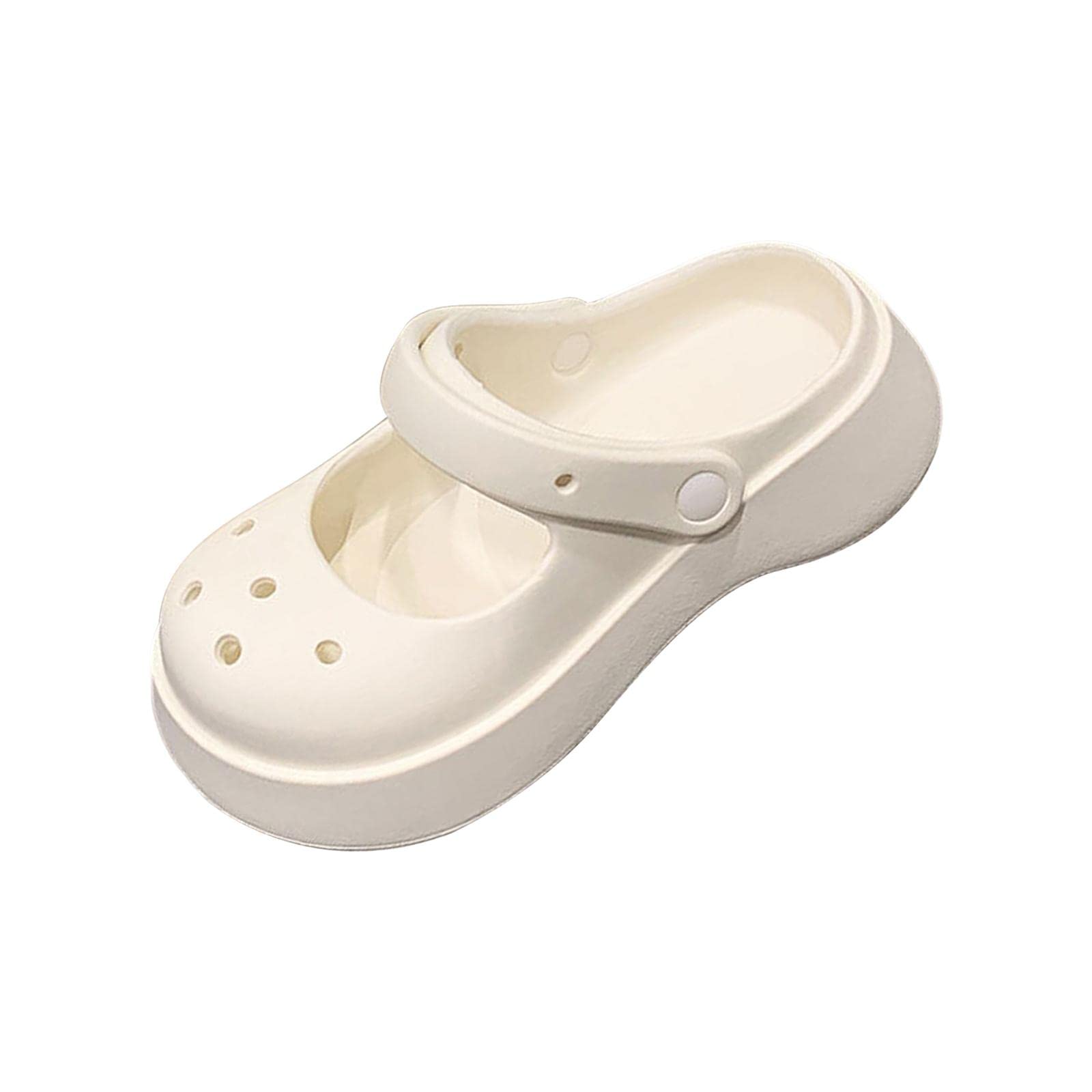 Clog Slipper Med Heels Waterproof Floor Slides Shoes for Women Men Bathroom White 35 to 36| Slippers| Womens |Clothing & Accessories-image-46