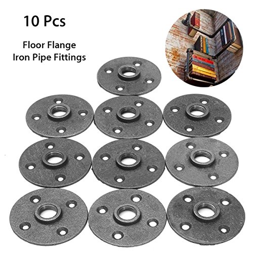 EsportsMJJ 10Pcs 1/2 Pulgadas De Hierro Maleable Piso Brida De Acero Tubería De Hierro Montaje En Pared