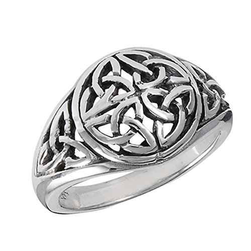 Sterling Silver Women's Oxidized Vintage Filigree Flower Trinity Knot Ring (Sizes 7-10) (Ring Size 10)