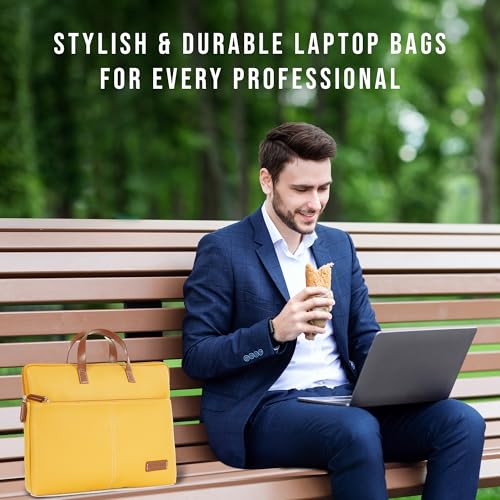 Image of Giordano Unisex 15 Inch Laptop Sleeve PU Bag for Professionals | Premium Leatherette | Water-Resistant & Padded Slim-Fit with Trolley Strap for Men & Women