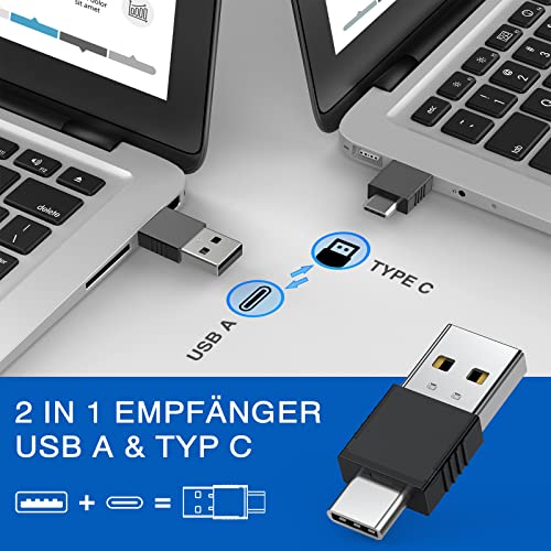USB C Presenter, Kabellose 2.4 GHz Powerpoint Fernbedienung, Pointer für Präsentationen via Typ C und USB Empfänger, Rot Präsentationsfernbedienung für Windows 7/8/10/Mac/Linux/Android/PowerPoint