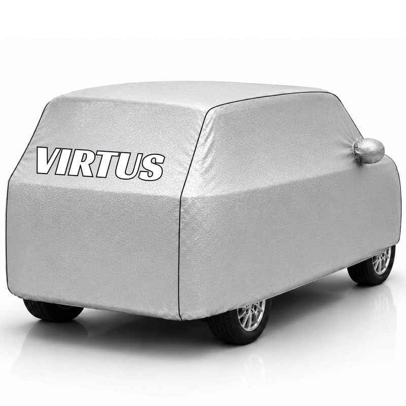 Image of Back-Boo Heavy Waterproof Virtus Car Cover | Polyester Car Body Covers for Rain & Sun | UV Protection, Dustproof, Scratch Resistant, Windproof, Heat Resistant, Custom Fit - (Silver)