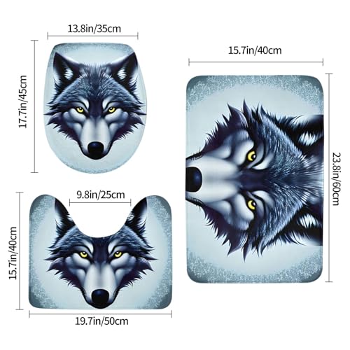 Tapis de bain loup antidérapant | Ensemble 3 pièces absorbant pour sol de douche - 3