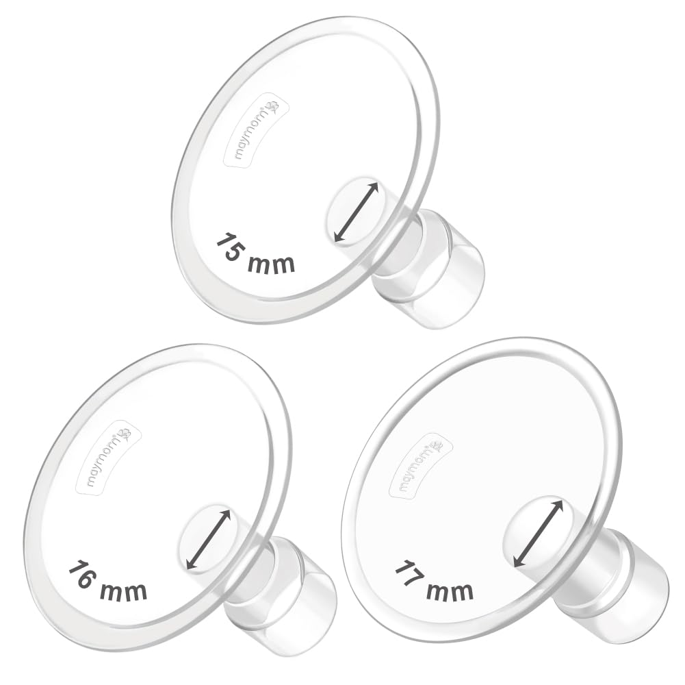 Maymom MyFit Flanges Classic/Conical Shape Goldie Pack 15 16 17 mm Compatible with Medela Breast Pumps and Maymom Wide Base and Narrow Base Connectors