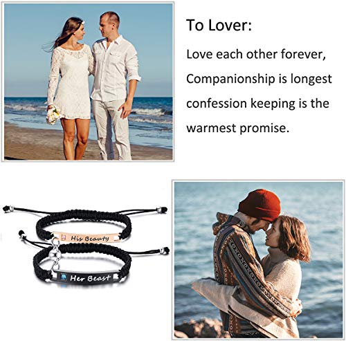 Xuanpai Engraved Her Beast&His Beauty Handmade Matching Couples Rope Braided Id Bracelets Set Anniversary Personalized Gift For Him And Her #TOP1