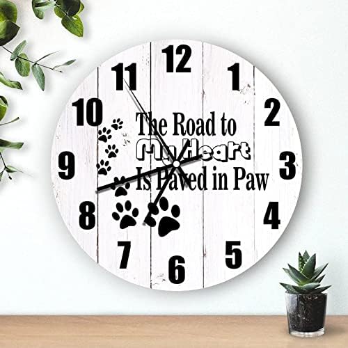 Relojes de pared para decoración de sala de estar, El camino a mi corazón está pavimentado en madera de pata, moderno, silencioso, sin tictac,