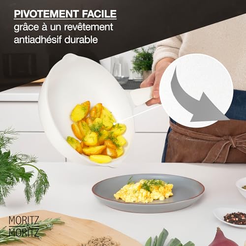 Poêle de 26 cm avec couvercle beige Moritz & Moritz induction et gaz