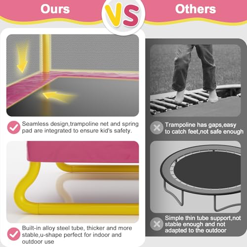 Rectangle Trampoline for Kids, 78” ASTM Approved Recreational Trampolines with Swing, Enclosure Net, Mini Rectangle Trampoline for Outdoor and Backyard, Gifts for Children & Boys & Girls - Image 6