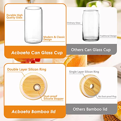 Acbaeta 2023 Drinking Glasses Set Of 6, 16Oz Beer Can Glass Cups With Lids And Straws, Iced Coffee Cup, Beer Glasses, Glass Coffee Cups, Water Glasses, Glass Tumbler, Whiskey, Wine, Soda #TOP4