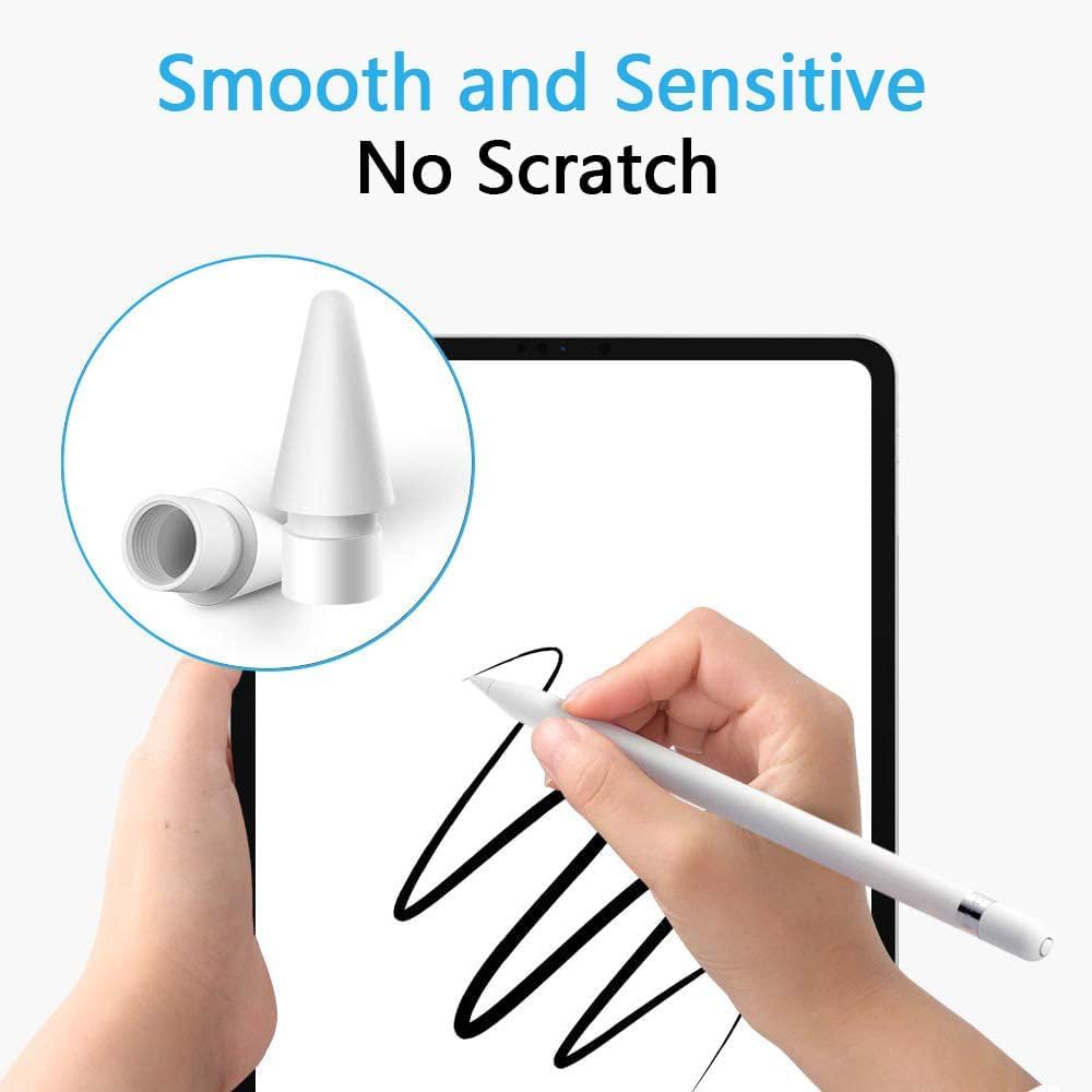 Apple Pencil Tips 4 Pezzi Punte Ricambio Alta Sensibilità Compatibile 1a 2a Generazione Bianco