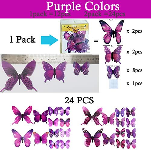 Vinilos Decorativos Mariposas 3D 24 Piezas Morado miniatura 5