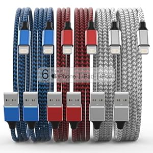 [Certificado Apple MFi] Paquete de 6 cargadores de iPhone de 3/3/6/6/10 pies, cable Lightning trenzado de carga rápida de nailon compatible con iPhone 14 Pro/13 mini/13/12/11 Pro