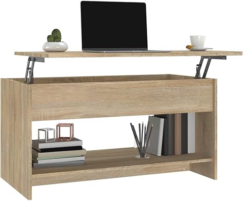 Miniatura 5 de Mesa auxiliar Sonoma Oak de 40.2 x 19.7 x 20.7 pulgadas, mesa de centro de madera de ingeniería, mesa de comedor, mesas auxiliares de sala de estar,