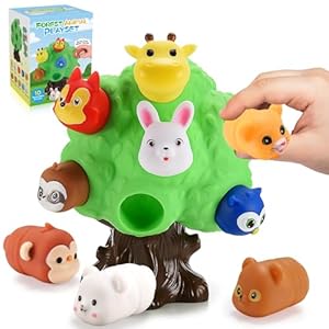 Toddler Toys, Animal Learning Toys for Toddlers 1-6 Forest Animal Playset Montessori Toys for 2-6 Boys Girls Animal Figures Sensory Toys Educational Christmas Birthday Gifts for Boys