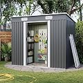 4x8 Metal Storage Shed Outdoor Steel Garden Tool Shed Metal shed with Sliding Door for Backyard, Lawn, Patio Yard, Grey