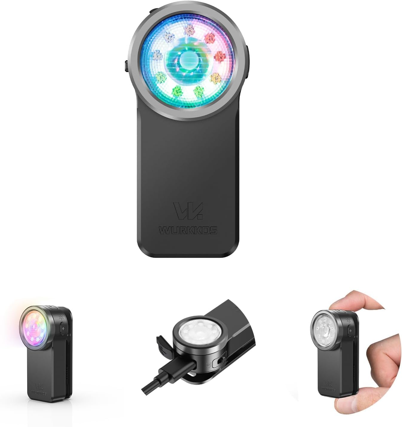 Wurkkos HD03 Rechargeable Torch EDC Clip-on Light, Bright 680 Lumens Pocket Flashlight, Combines Spotlight Floodlight RGB Light, Magnetic, IPX6 Waterproof for Cycling, Repairing