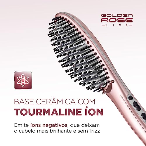 MONDIAL Escova Alisadora, Golden Rose, 30W,... glide
