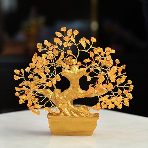ZAICUS Golden Citrine Crystal Money Tree - Handmade Feng Shui