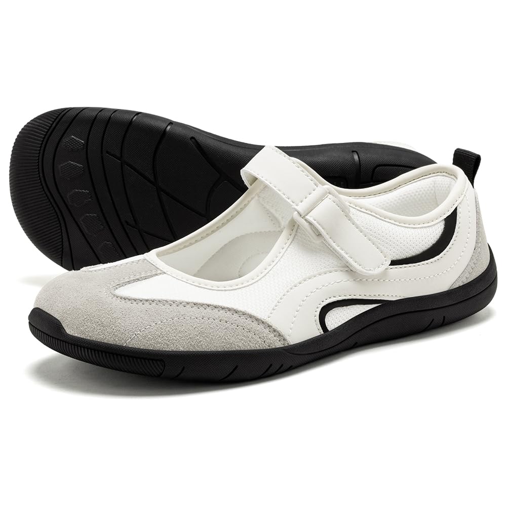 HOBIBEAR Scarpe basse da donna Mary Jane a piedi nudi, con punta larga, senza lacci, comode, da passeggio