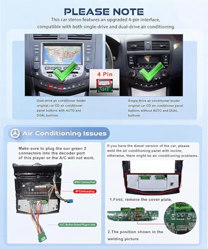 Image of 8 CORE 6G+128G Car Radio Stereo for Honda Accord 2003-2007 with Wireless CarPlay /Android Auto, 10.1 Inch 1280 * 720P IPS Touch Screen Android 13 GPS WiFi 32-Band DSP Bluetooth AHD Rear Camera