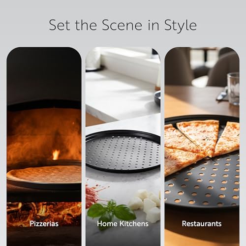 Restaurantware Met Lux 13 Inch Pizza Pan With Holes 1 Heavy-Duty Pizza Pan With Holes - Perforated Non-Stick Carbon Steel Pizza Crust Pan Keeps Pizza Fresh For Any Food Service Establishments by Restaurantware - Image 6