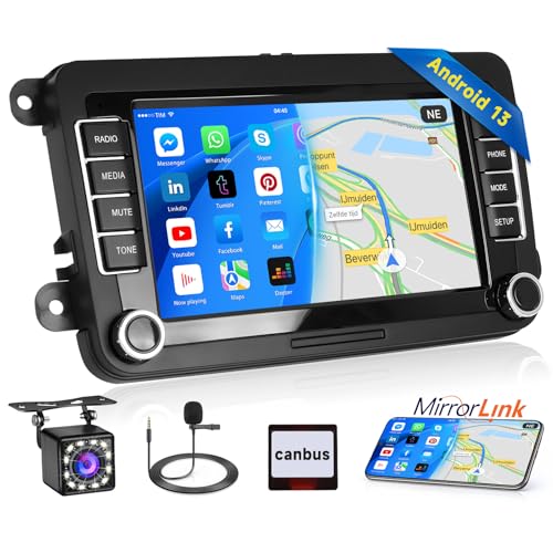 Inefala 7 Pollici Autoradio Android 15 per VW Golf 5 Golf 6 Skoda Polo Passat Tiguan Touran 2 DIN Schermo (1+32GB) con Mirror Link FM RDS GPS Bluetooth WiFi Comandi al Volante USB