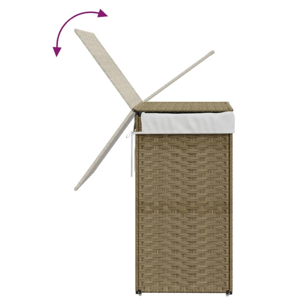 Mangloder Wäschekorb mit Deckel aus Poly Rattan 46 x 33 x 60 cm, handgewebt, klappbar, mit Griff und Innenbeutel für Schmutzwäsche, Badezimmer, Schlafzimmer und Waschküche