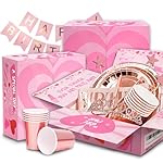 Party spot! 253 Pcs Birthday Decorations For Women, Rose Gold Party Decorations, Happy Birthday Decorations - Balloon Stand Kit, Tableware Kit,Pump, Banner, Tassel Curtain,Balloon, For 25 Guests - Image 3