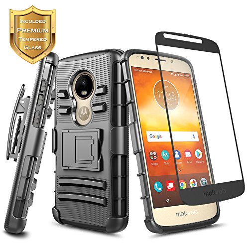 Moto E5 Play Case, Moto E5 Go/Moto E5 Cruise w/[Tempered Glass Screen Protector]