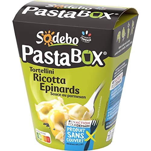Sodebo Boîte de Pâtes Tortellini Ricotta Épinard Sauce Parmesan, 280g