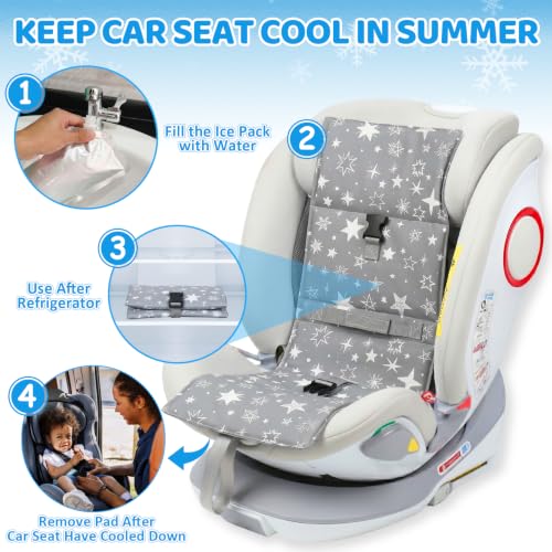 Image of Orzbow Car Seat Cooling Pad with Removable Ice Packs for Baby Toddler,Grey