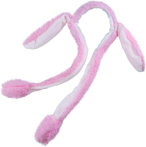 Miniatura 4 de Topwon Bonita diadema de conejo de peluche con orejas que se abren al presionar las patas (banda para el pelo de conejo) rosa, Rosado