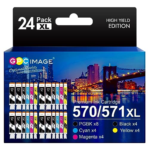 Cartouches d'encre Canon 570 571 XL par GPC Image pour imprimantes PIXMA - Pack de 24