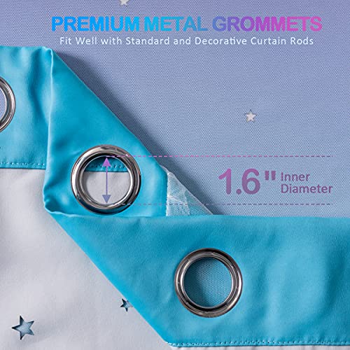 Reepow Kids Room Curtains With Hollow-Out Star And Tulle Overlay, Blue Purple Ombre Blackout Curtains For Boys Girls Bedroom - 52" X 63" X 2 Panels #TOP5