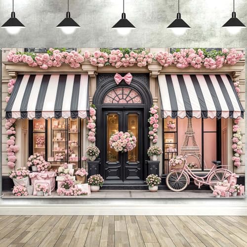 Wathon Spring Floral Boutique Shop Backdrop Romantic Photo Backdrop Pink