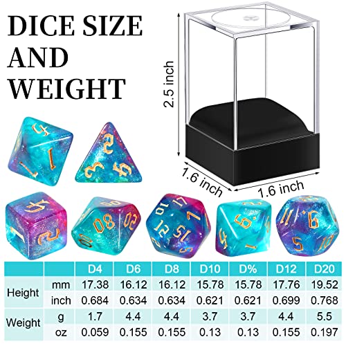 Image of Resin Dice Set Translucent Colors Polyhedral Dice with Dice Box and Organza Bag D6 Dice Set Giant D20 Dice for Dragons Role Play Games and Table Games