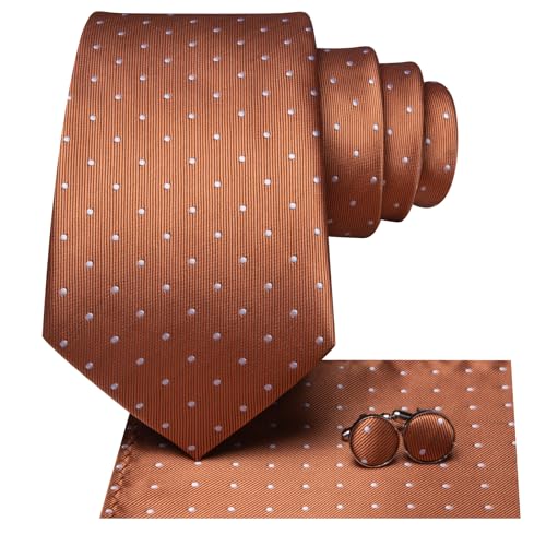 Image of Hi-Tie Paisley Floral Ties Set for Men Silk Mens Stripes Necktie Pocket Square Cufflinks Set Formal Business